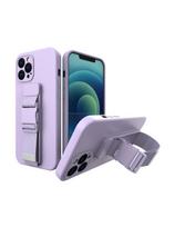Virvės dėklas, gelio dėklas su dirželiu, grandinės rankinė, dirželis iPhone 11 Pro violetinė