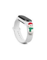 Kalėdinė apyrankė, skirta Xiaomi Mi Band 4 / Mi Band 3 Kalėdų silikoninė apyrankė, balta (Sniego senelis 1)