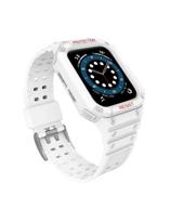 Apsauginė dirželio juosta su dėklu Apple Watch 7/ 6/ 5/ 4/ 3/ 2/ SE (41/ 40/ 38mm) Šarvuoto laikrodžio dėklas, baltas
