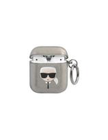 Karl Lagerfeld Glitter Karl& 39 s Head dėklas, skirtas AirPods 1/ 2 – juodas