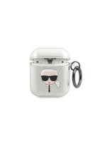 Karl Lagerfeld Glitter Karl& 39 s Head dėklas, skirtas AirPods 1/ 2 – sidabrinis