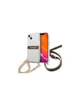 Guess 4G Brown Strap Gold Chain dėklas iPhone 13 mini - skaidrus