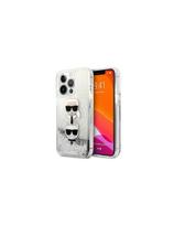 Karl Lagerfeld Liquid Glitter Karl&Choupette Head dėklas, skirtas iPhone 13 Pro / iPhone 13 - sidabrinis