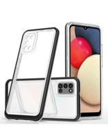 Skaidrus 3in1 dėklas skirtas Samsung Galaxy A03s (166) gelio dangtelis su juodu rėmeliu