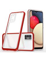 Skaidrus 3in1 dėklas skirtas Samsung Galaxy A03s (166) gelio dangtelis su raudonu rėmeliu