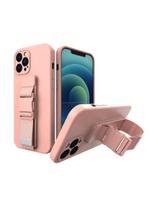 Virvės dėklas, silikoninis dėklas su rankinės rankinės dirželiu, skirtas Xiaomi Poco M4 Pro 5G Pink