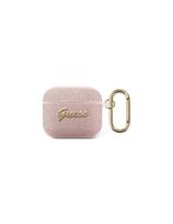 Guess Saffiano Script Metal Collection dėklas, skirtas AirPods 3 – rožinis