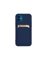 Card Case silikoninis piniginės dėklas su kišene kortelėms ir dokumentams Samsung Galaxy A73 tamsiai mėlynai