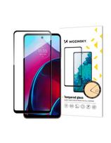 Wozinsky Full Glue grūdintas stiklas Motorola Moto G Stylus 2022 9H viso ekrano grūdintas stiklas su juodu rėmeliu