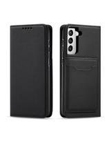 Magnetinis kortelės dėklas, skirtas Samsung Galaxy S22+ (S22 Plus) padengti kortelę Piniginės kortelės stovas juodas