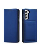 Magnetinis kortelės dėklas, skirtas Samsung Galaxy S22+ (S22 Plus) padengti kortelę Piniginės kortelės stovas mėlynas