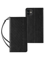 Magnetinio dirželio dėklas iPhone 12, piniginės dangtelis + mini dirželis, pakabukas, juodas