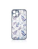 Dizaino dėklas, skirtas iPhone 12 Pro Max, gėlių dėklas, tamsiai mėlynas