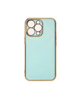 Lighting Color Case dėklas, skirtas iPhone 12 Pro Max gelio dangteliu su aukso spalvos rėmeliu