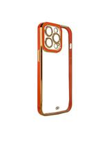 Fashion Case dėklas, skirtas iPhone 12 Pro Max, gelinis dangtelis su auksiniu rėmeliu, raudonas
