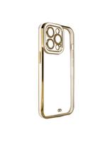 Fashion Case dėklas Samsung Galaxy A13 5G gelio dangtelis su auksiniu rėmeliu, baltas