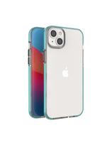 Spring Case iPhone 14 Plus silikoninis dangtelis su rėmeliu, šviesiai mėlynas