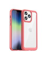Outer Space Case iPhone 14 Pro kietas dėklas su gelio rėmeliu, raudonas