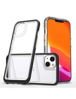 Skaidrus 3in1 iPhone 14 dėklas, silikoninis dangtelis su rėmeliu, juodas