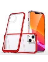 Skaidrus 3in1 iPhone 14 Plus dėklas, silikoninis dangtelis su raudonu rėmeliu