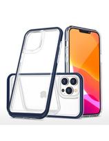 Skaidrus 3in1 iPhone 14 Pro dėklas, silikoninis dangtelis su rėmeliu, mėlynas