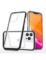 Skaidrus 3in1 iPhone 14 Pro dėklas, silikoninis dangtelis su rėmeliu, juodas