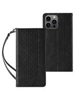 Magnetinio dirželio dėklas iPhone 14 Pro dėklas, atverčiamas dangtelis, piniginė, mini diržas, stovas, juodas