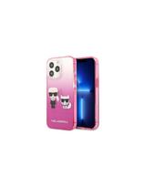 Karl Lagerfeld Gradient Ikonik Karl&Choupette dėklas, skirtas iPhone 13 Pro / iPhone 13 - rožinis