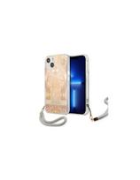 Guess Flower Strap dėklas iPhone 13 mini - auksinis