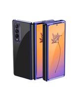 Dėklas, skirtas Samsung Galaxy Z Fold 4, padengtas mėlynu metaliniu rėmeliu