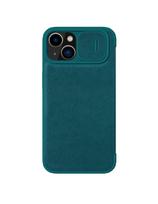 Nillkin Qin Leather Pro Case iPhone 14 Plus fotoaparato dangtelio dėklo dangtelio atverčiamas dėklas žalias
