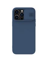 Nillkin CamShield Silky Silicone Case iPhone 14 Pro Max silikoninis dangtelis su fotoaparato apsauga mėlyna