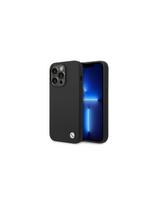 BMW Silicone Metal Logo dėklas iPhone 14 Pro Max - juodas