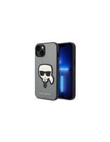 Karl Lagerfeld Saffiano Karl& 39 s Head Patch dėklas, skirtas iPhone 14 Plus – sidabrinis