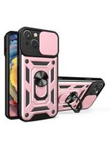 Hybrid Armor Camshield iPhone 14 Plus dėklas, šarvuotas dangtelis su fotoaparato dangteliu, rožinis