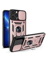 Hybrid Armor Camshield iPhone 13 Pro Max dėklo šarvuotas dangtelis su rožiniu fotoaparato dangteliu