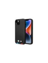 BMW Leather Stamp Tricolor dėklas iPhone 14 Plus - juodas