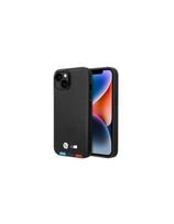 BMW Leather Stamp Tricolor MagSafe dėklas iPhone 14 Plus - juodas