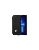 Ferrari Silicone Metal Logo dėklas, skirtas iPhone 14 Plus - juodas