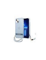Guess Translucent Strap dėklas iPhone 13 mini - mėlynas
