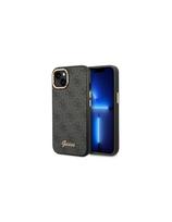Guess 4G Vintage Gold Logo dėklas, skirtas iPhone 14 Plus - juodas
