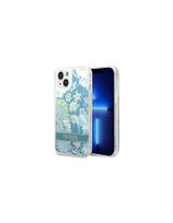 Guess Flower Liquid Glitter dėklas iPhone 14 Plus - žalias