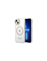 Guess Metal Outline MagSafe dėklas iPhone 14 Plus - auksinis
