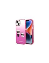 Karl Lagerfeld Gradient Ikonik Karl&Choupette dėklas iPhone 14 Plus - rožinis