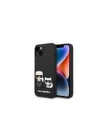 Karl Lagerfeld skystas silikonas Karl&Choupette MagSafe dėklas iPhone 14 Plus - juodas