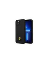 Ferrari Silicone Metal Logo Magsafe dėklas iPhone 14 Plus - juodas