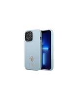 Guess Saffiano 4G Small Metal Logo dėklas, skirtas iPhone 13 Pro Max - mėlynas