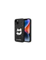 Karl Lagerfeld Glitter Choupette Patch dėklas iPhone 14 Plus - juodas