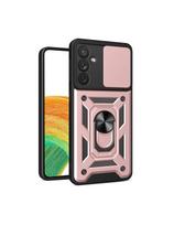 Hybrid Armor Camshield dėklas, skirtas Samsung Galaxy A14 Armored Cover su fotoaparato apsauga, rožinė