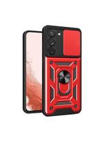 Hybrid Armor Camshield dėklas Samsung Galaxy S23+ šarvuotas dangtelis su kameros dangteliu raudonas
